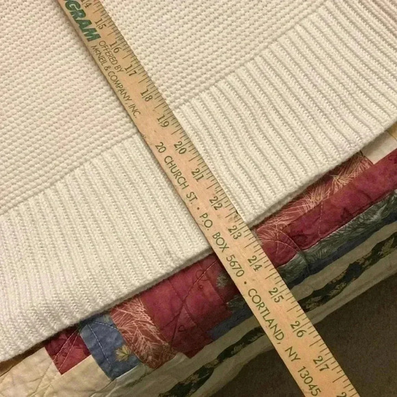 Talbots women’s large cream knit faux wrap sweater 100% cotton - Picture 4 of 8